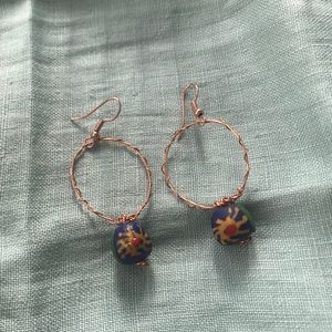 Handmade African glass beaded earrings